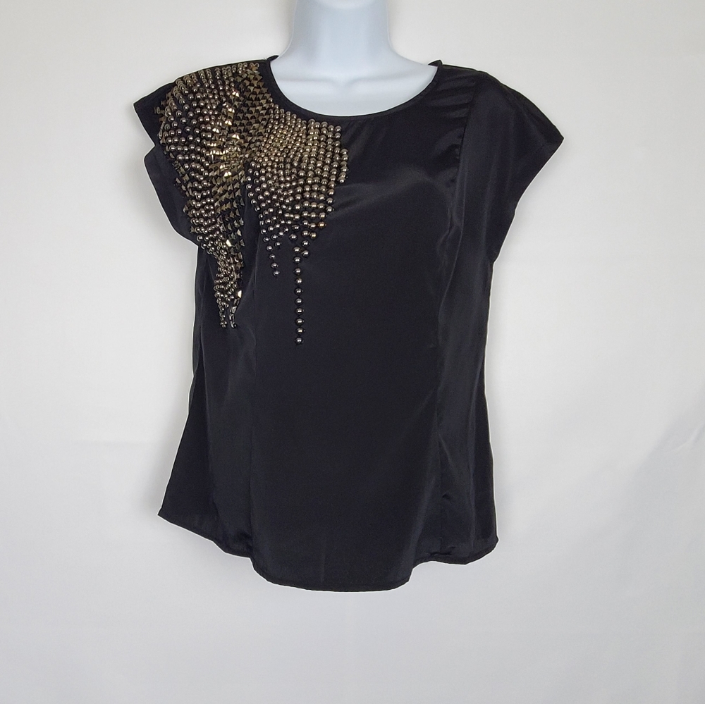 Guess Black Rhinestone Blouse XS